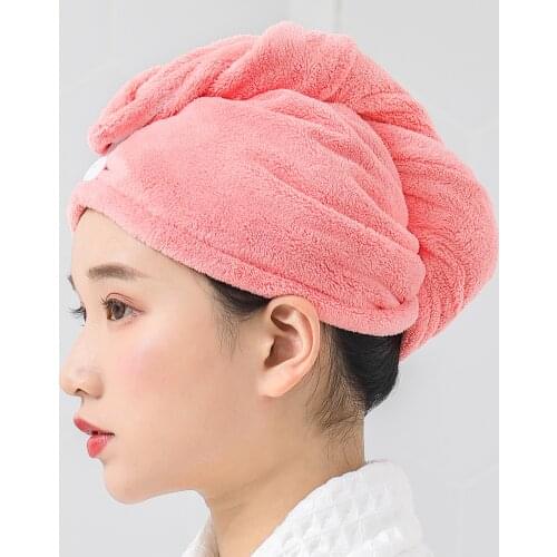 Soft Shower Cap Dry Hair Towel Thicken Coral Fleece Dry Hair Cap Female Water Absorption Quick Dry Bathroom Home