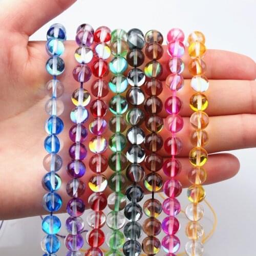 Natural Rainbow Moonstone Smooth Round 6mm 8mm 10mm 12mm Loose Gemstone Bead For Jewelry Making