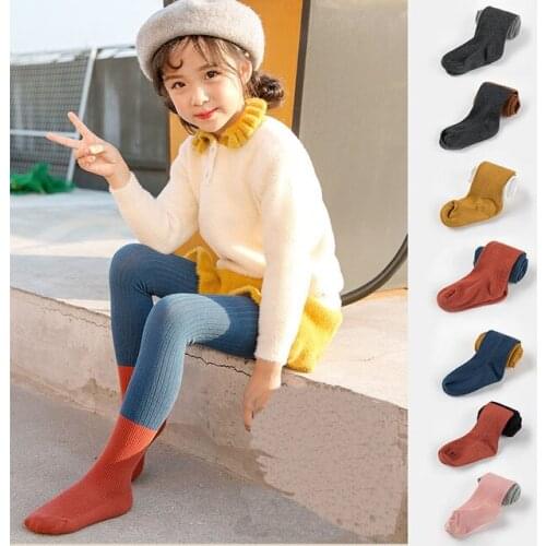 2019 new Korean girls pantyhose stitching candy color cotton kids stockings 2-6-10 years old children baby girls tights