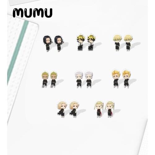 2021 New Tokyo Revengers Stud Earring Anime Series Epoxy Jewelry Resin Acrylic Earrings Handmade Gifts Girl