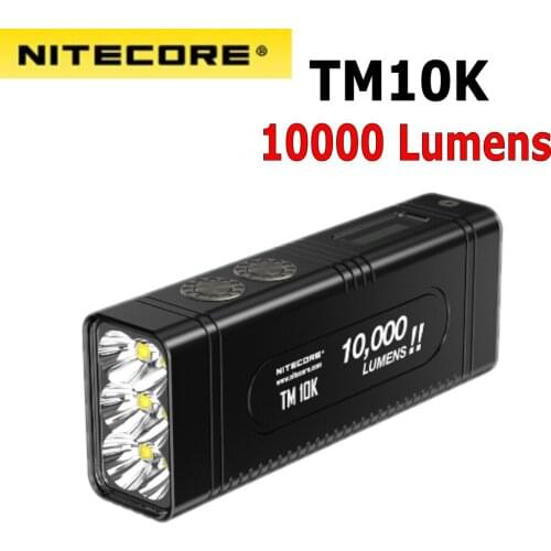 NITECORE TM10K flashlight max 10,000 lumen Tiny Monster Rechargeable 6 CREE XHP35 HD LED screen throw 288 meter Type C charger