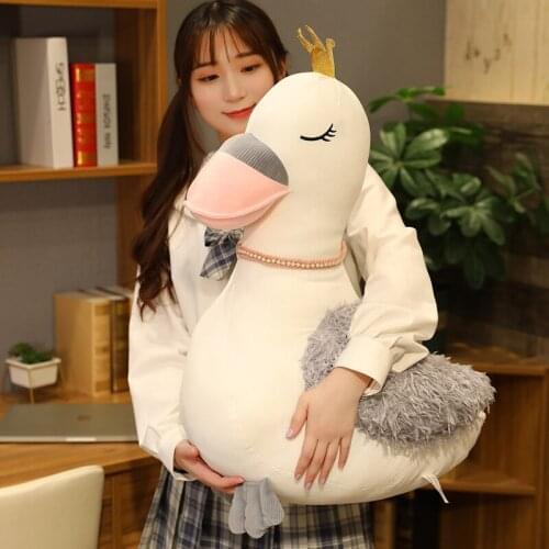 Hot 28-65cm Lovely Fantasy Plush Swan Toy Stuffed Animal Wear Crown Princess Style Doll For Girl Kids Room Decor Valentine Gift
