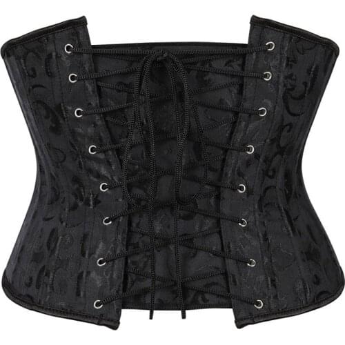 Underbust Waist Corset Slimming Women Black Gothic Bustiers Steel Boned Dropshipping Lace Up Steampunk Corsage Belly Sheath Belt