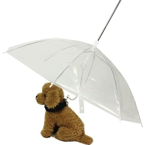 Portable Transparent Rain Gear Products Pet Umbrella Dog Leash Traveling Out Walking Traction Teddy Bichon Dogs Pets Accessories