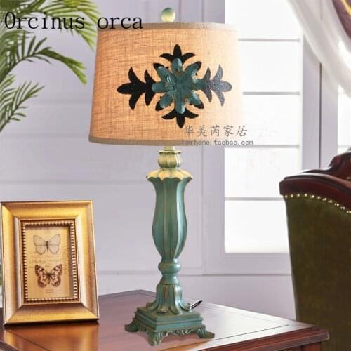 Mediterranean Garden resin table lamp living room dining room bedroom bedside American country retro creative desk lamp
