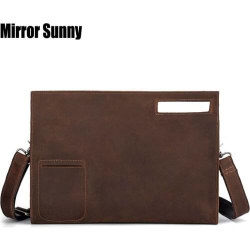 New Craszy Horse Leather Mens Bags Vintage Male Casual Single Shoulder Bag Crossbody Bag Simple Man Retro Coffee Handbags Hot