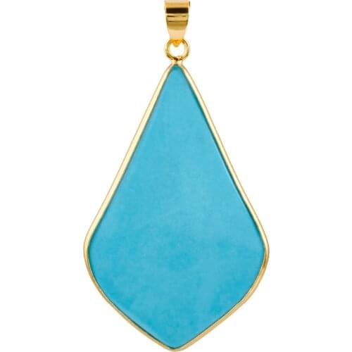 SUNYIK Blue Howlite Stone Rhombus Slice Healing Crystal Pendant Fit Necklace