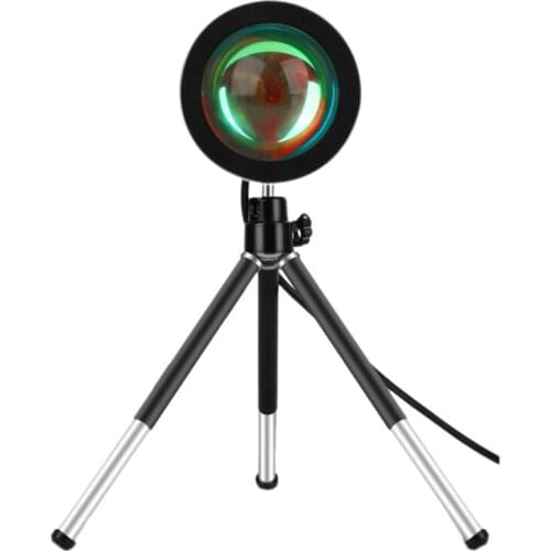 GTBL RGB Sunset Projection Atmosphere Lamp LED Night Lights,USB Projector Photography Lamps 360° Tripod for Home Room Studio