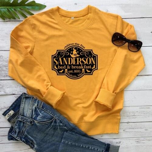 Sanderson Bed & Breakfast Sweatshirt Autumn Women Long Sleeve Halloween Party Sweatshirts Funny Witch Holiday Gift Pullovers