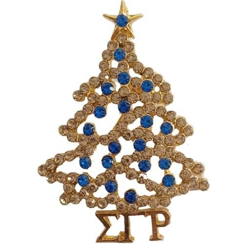 Topvesko Rhinestone Sigma Gamma Rho Pearl Brooch Pin SGR Christmas tree pink green lapel pin