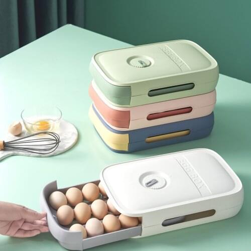 4 colors Drawer Type Egg Storage Box Dumpling Box Home Refrigerator Fresh Keeping Box Household Eggs Holder for Kitchen