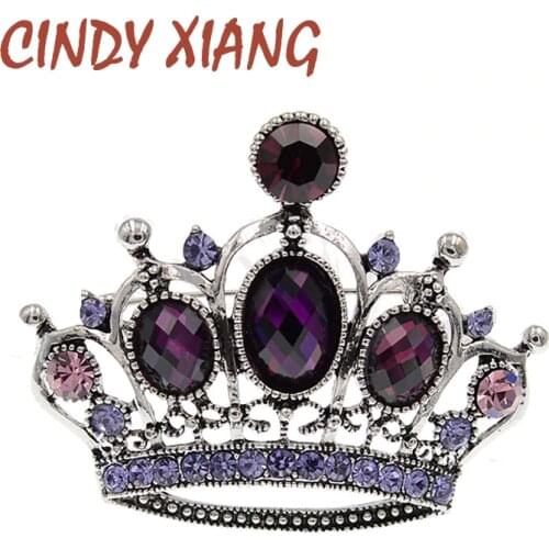 CINDY XIANG Crystal Crown Brooches For Women Fashion Vintage Jewelry Beautiful Shining Rhinestone Pin High Quality New 2021
