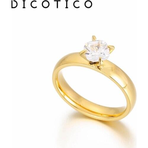 Dubai Gold Color Rings For Women Cubic Zircon Stainless Steel Wedding Bague Jewelry Accessories Free Shipping Rings 2021