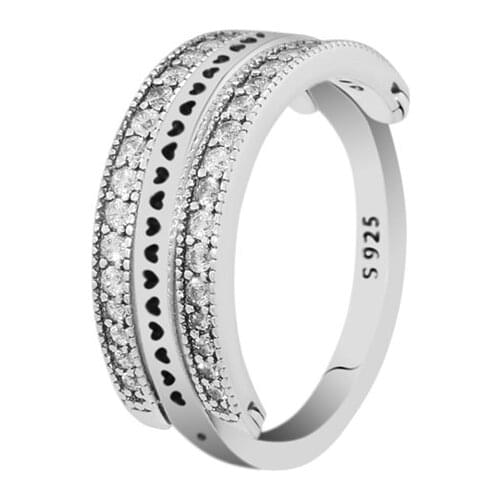 Flipping Hearts Crystal Rings for Women Clear CZ 925 Sterling Silver Rings Jewelry Female Engagement Ring Jewelry Charm Gift