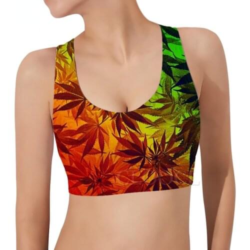 CLOOCL Women Sports Vest Plant Weed Leaves 3D Print Sports Bra Yoga Running Short Tank-Tops Woman Indoor Fitness Bras Tops