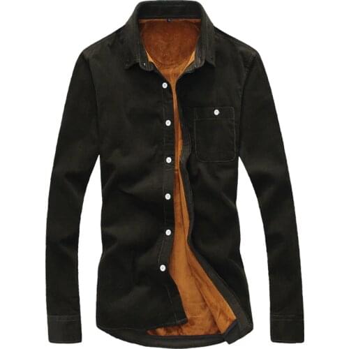 Winter Mens Plus Size 5xl Corduroy Velvet Warm Shirt Long-sleeved Male Cotton Thick Army Green Vintage Flannel Casual Shirt
