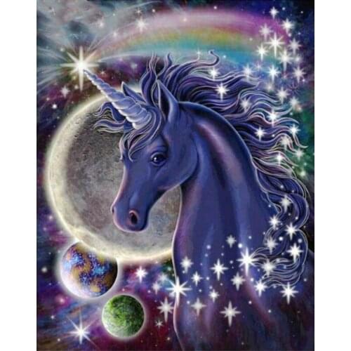 Starry Sky Unicorns Dots 5D Diy Diamond Painting Myth Animal Planet Picture of Rhinestone By Numbers Wedding DecorationsZP-1537