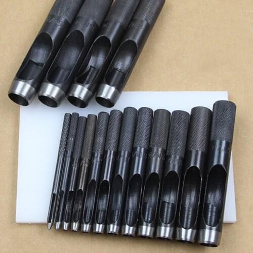 1-25mm Leathercraft Tool Set Punching Leather Hole Punch Round Steel Leather Craft Hollow Hole Punch Metal Gaskets Rubber Tools