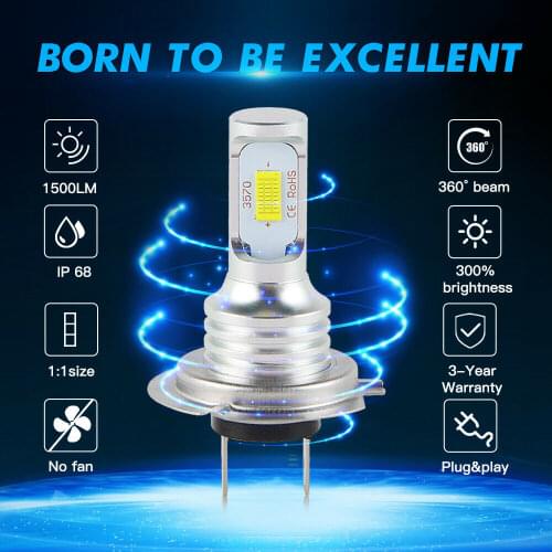 2pcs Motorcycle Headlight LED H7 Lamp Fog Lights 6000K 100W Led Bulbs Front Light Headlamp for Moto Spotlights White 6000K