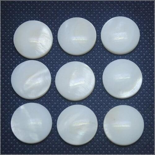 30PCS Wholesale White Mother Of Pearl Cabochons Shell Beads Bracelet Making Coin Shape Finger Rings Making 12MM 14MM 16MM18MM
