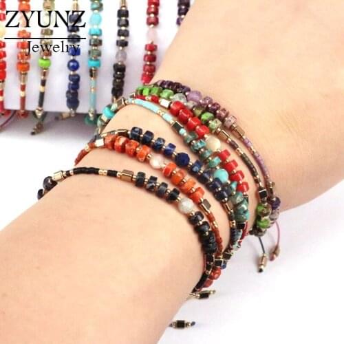 6PCS, Miyuki Beads Charm Bracelet Women Rainbow MultiColor Beads Crystal Boho Jewelry Handmade Thin Natural Stone Bracelet