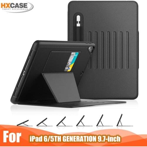 Tablet Case for iPad 6th / 5th Generation 9.7 2018 / 2017 Multiple Angles Folio Leather Magnetic Kickstand Cover for iPad Air 2
