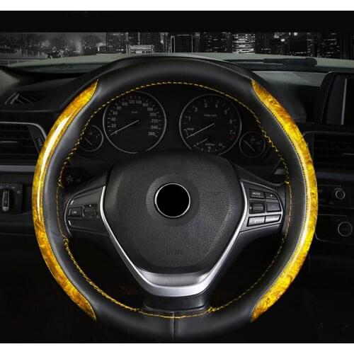 38cm Microfiber Leather Car Steering Wheel Case Cover Braiding with Needles Thread Car Accessories