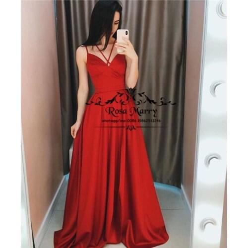 Sexy Red Black Plus Size Cheap Prom Dresses 2020 A Line Long Satin 2K20 Girls Formal Evening Party Gowns vestidos de fiesta
