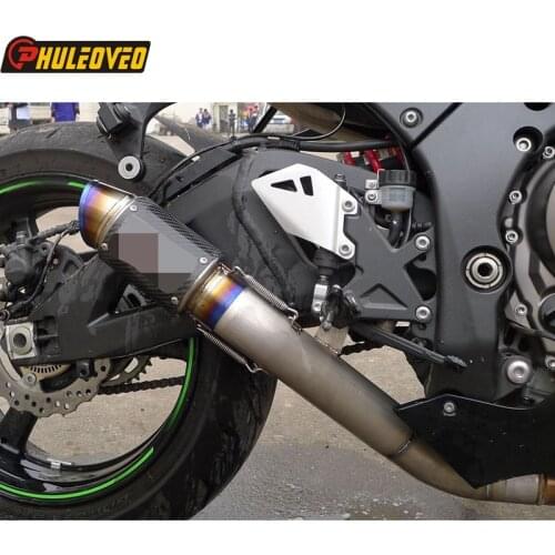Titanium Alloy ZX-10R ZX10R 10-17 Exhaust Muffler Link Pipe Carbon Fiber Motorcycle Muffler Exhaust Escape Connect Pipe ZX10R