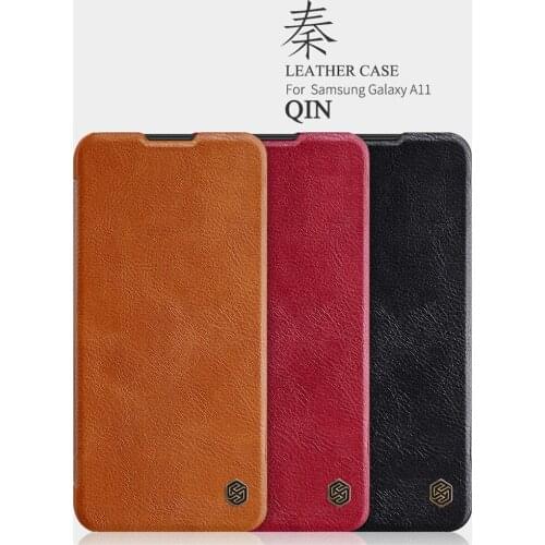 Genuine Nillkin Qin Flip Leather Case Cover Card Slot Pocket Ultra Slim For Samsung Galaxy A41 A11 A21 2020 Mobile Phones Retro