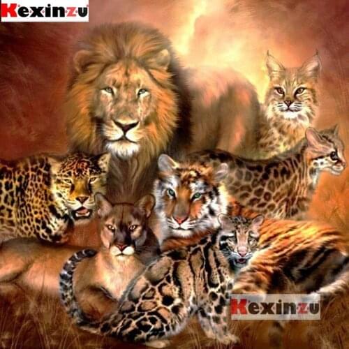 KeXinu Full SquareRound Drill 5D DIY Diamond Painting Animal lion tiger 3D Embroidery Cross Stitch Home Decor Gift K48642