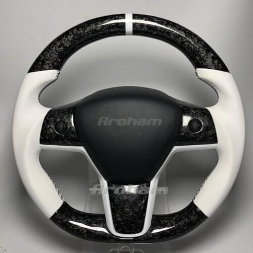 Forged Carbon Fiber Steering Wheel Leather Replacement Car Accessories For Tesla Model 3 2017 2018 2019 2020 2021