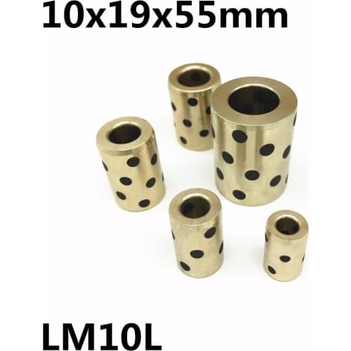 10x19x55 mm linear graphite copper set bearing copper bushing oil self-lubricating bearing JDB for shaft 10mm LM10LUU LM10L