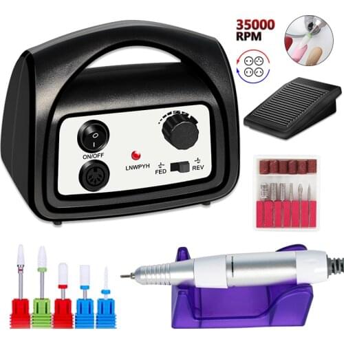 35000 RPM Nail Drill Machine Electric Manicure Drill Machine Pedal Pedicure Nail Gel File Strong Nail Drill Equipment Tools