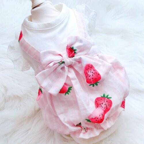 Cute Strawberry Dog Dress Summer Pet Clothes Dog Clothing Dresses Tutu Puppy Doggie Cat Skirt Dropshipping Dog Costume Products