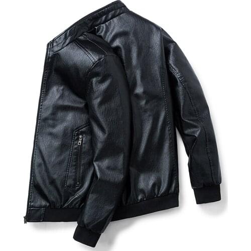 Mens Leather Jacket Design Stand Collar Coat Men Casual Motorcycle Leather Coat Mens Biker Faux Jackets Windbreaker Coats 8XL