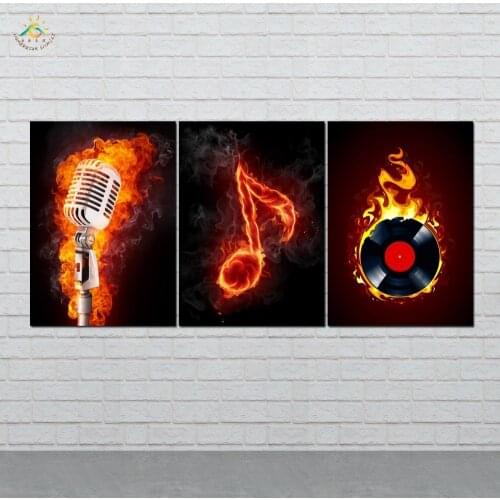 Wall Art HD Prints Canvas Art Painting Modular Picture And Vintag Poster Music Notes Canvas Painting Home Decor 3 PIECES