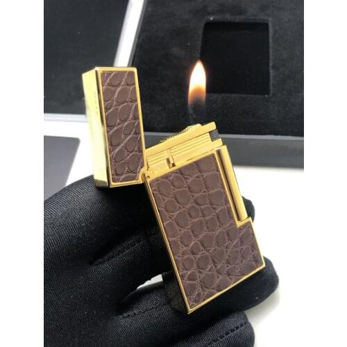 100% new vintage dupont gas lighter gas cigarette lighter polished jet gasoline flint lighter metal gas lighter