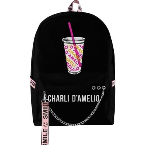 New Charli D'Amelio Backpacks Bags Kpop Key Chain Accessories Bag Boys Girls Backpacks Charli DAmelio Merch Candy Color Backpack