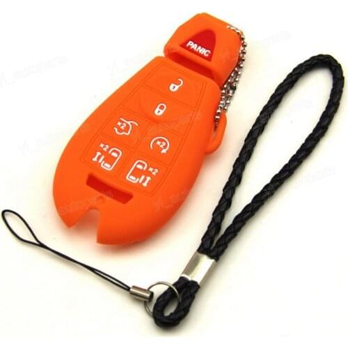 Orange Silicone Case Cover Fit For Chrysler Dodge Jeep VW Remote Smart Key M3N5WY783X IYZ-CO1C KYPT03C98JA