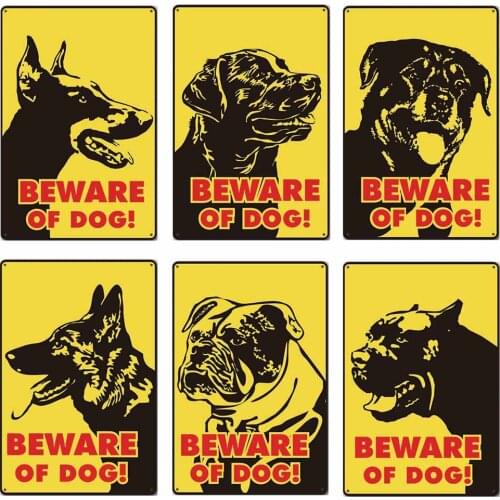Beware Of Dog Metal Tin Sign Plaque Vintage Metal Poster Wall Decor For Bar Pub Garden Man Cave Retro Tin Plate 20x30cm