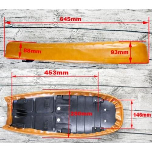 Flat Motorcycle Cafe Racer Seat Saddle Brown + 1 Set Removable Mounting Bracket Accessories