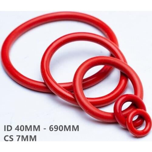 Custom CS 7mm 5pcs VMQ O Ring Washers Silicone Sealing Gaskets Spacer ID 40 - 405MM Red