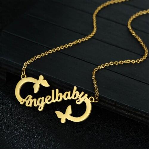 Stylisteel 18K Gold Plated Name Necklace for Women Men Stainless Steel Personalized Nameplate Anniversary Valentines Day Gift