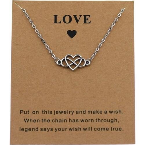 Romantic Silver Color Infinite Love Heart Pendant Necklace Classic Infinity Symbol Best Wishes Women Girls Wedding Jewelry Gifts