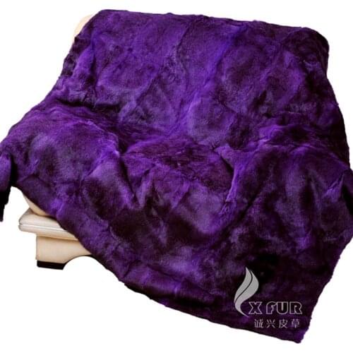 CX-D-08E2 218x218cm Luxury Genuine Rabbit Fur Throw Blanket ~ DROP SHIPPING