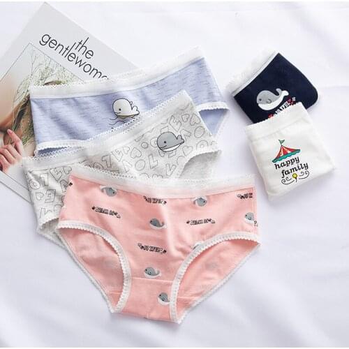 Sexy Cartoons Breathable Underwear For Women Large Size Mid-Waist Cotton Comfortable Girl Raw Seamless Briefs Wholesale