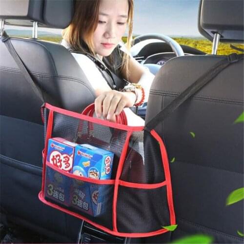 Car Seat Mesh Bag Car Accessories Trunk Storage Elastic String Net Mesh Bag Car Back Hanging Holder Cargo Storage Bags