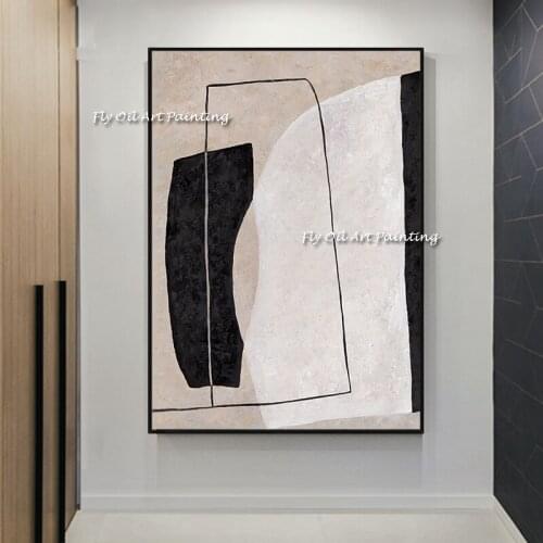 Modern black white Abstract Geometric Figures Nordic Vintage Wall Art Handmade Canvas Painting Wall Pictures for office