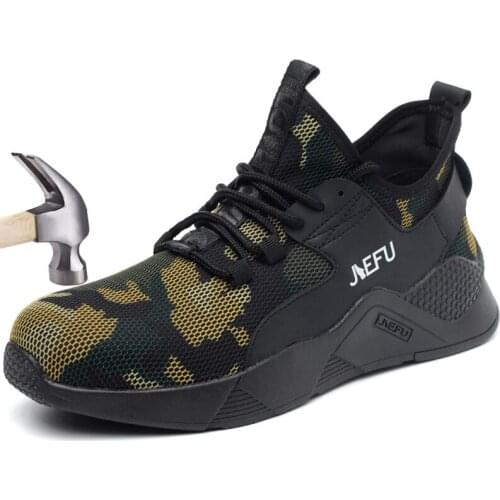 Construction Work Boots For Men Safety Shoes Steel Toe Cap Mans Camouflage military Breathable Puncture Proof Casual Sneaker
